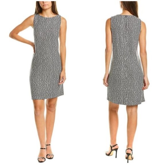 💕ST JOHN💕 Stacked Float Shift Dress ~ Black Multi-Color Large L NWT - Picture 1 of 14